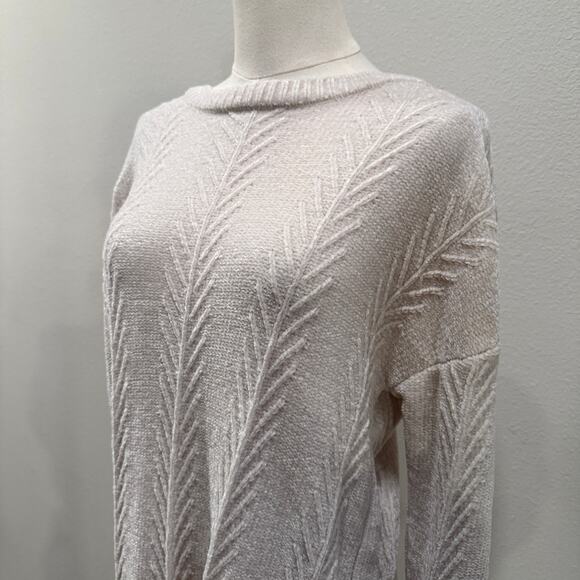 Orvis Cream Chenille Textured Knit Sweater M Cozy Soft Neutral Pullover Winter - Picture 4 of 9